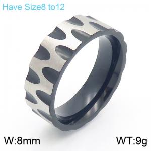 Circular Groove Stainless Steel Ring Black Silver Color For Men - KR111677-GC
