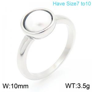 European and American fashion personality stainless steel creative circular inlaid pearl jewelry charm silver ring - KR111723-GC