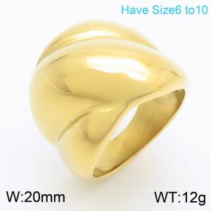 Fashion Minimalist Twist Chunky Ring 18K Gold Plated Stainless Steel Finger Rings Gifts Party Fine Jewelry - KR111734-GC