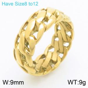 European and American fashion personality stainless steel creative hollow double-layer chain charm gold ring - KR111740-KJX