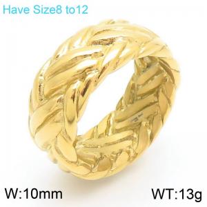 European and American fashion personality stainless steel creative weaving geometric charm gold ring - KR111746-KJX