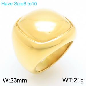 European and American high-end exaggerated personality stainless steel chubby oval temperament gold ring - KR111953-GC