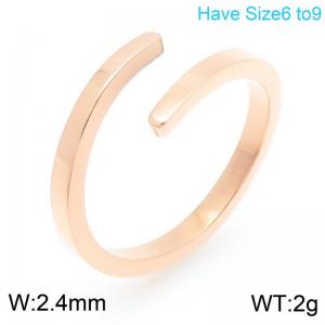 Simple Cuff Ring Women Stainless Steel 304 Rose Gold Color - KR112041-GC