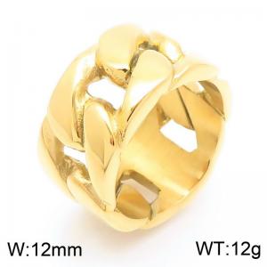 12MM Cuban Chain Ring for Men Punk Gold Color Stainless Steel Jewelry - KR112494-KJX
