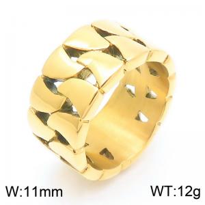14MM Cuban Chain Ring for Men Punk Gold Color Stainless Steel Jewelry - KR112496-KJX