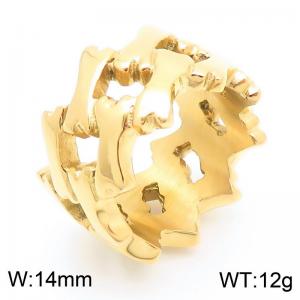 14MM Square Chain Ring for Men Punk Gold Color Stainless Steel Jewelry - KR112502-KJX
