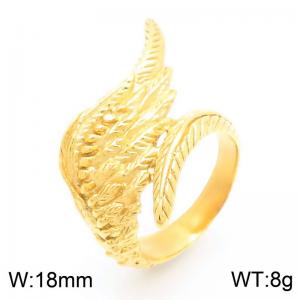 Creative Wings Charm Ring For Men Punk Gold Color Stainless Steel Jewelry - KR112516-KJX