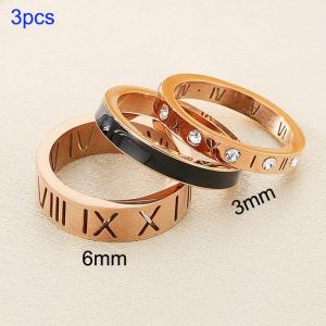 Stainless steel diamond studded Roman letter ring - KR112550-GC