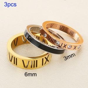 Stainless steel diamond studded Roman letter ring - KR112555-GC