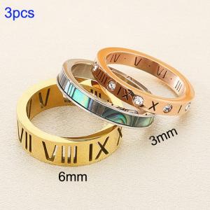Stainless steel diamond studded Roman letter ring - KR112556-GC