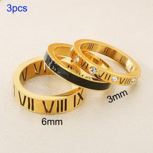 Stainless steel diamond studded Roman letter ring - KR112557-GC