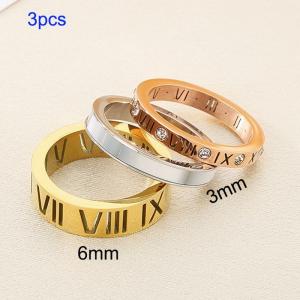 Stainless steel diamond studded Roman letter ring - KR112558-GC