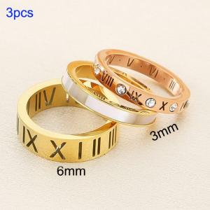 Stainless steel diamond studded Roman letter ring - KR112559-GC