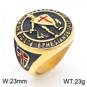 Stainless Steel Western Medieval Templar Ring for Men Status Symbol Jewelry Accessory - KR112563-MZOZ