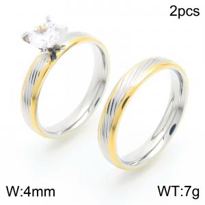 Simple Rhinestone Ladies Ring Set - KR112680-GC