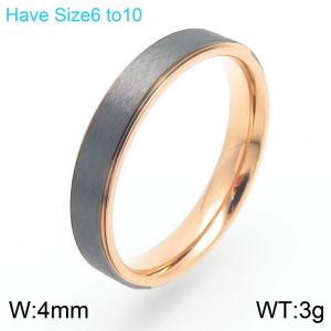European and American fashion personality stainless steel creative black tungsten steel outer arc temperament rose gold ring - KR112739-GC