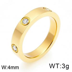 Stainless Steel Stone&Crystal Starry Sky with Diamonds Gold Plating Ring - KR112831-GC