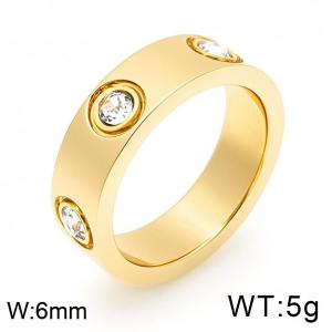 Stainless Steel Stone&Crystal Starry Sky with Diamonds Gold Plating Ring - KR112833-GC