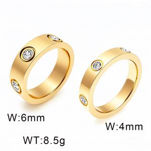 Stainless Steel Stone&Crystal Starry Sky with Diamonds Gold Plating Ring - KR112835-GC