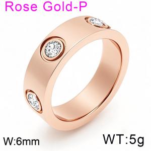 Stainless Steel Stone&Crystal Starry Sky with Diamonds Rose Gold Plating Ring - KR112954-GC