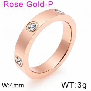 Stainless Steel Stone&Crystal Starry Sky with Diamonds Rose Gold Plating Ring - KR112955-GC
