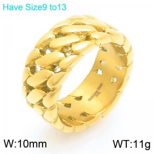 Fashion European and American Mens Chain Ring Jewelry Women 18k Gold Plated Stainless Steel 10mm Link Ring - KR113163-KJX