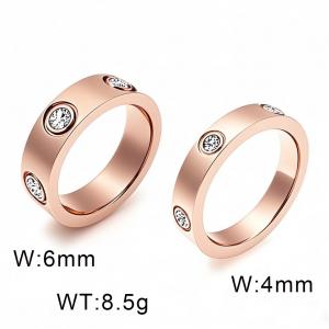 Stainless Steel Stone&Crystal Starry Sky with Diamonds Rose Gold Plating Ring - KR113165-GC