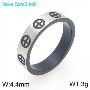 4.4mm Width Black Stainless Steel Ring For Men - KR113169-GC