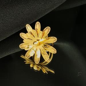 Hollow out multi-layer flower bow pearl retro stainless steel adjustable ring - KR113257-SP