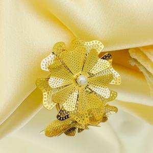 Hollow out multi-layer flower bow pearl retro stainless steel adjustable ring - KR113264-SP