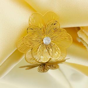 Hollow out multi-layer flower bow pearl retro stainless steel adjustable ring - KR113266-SP