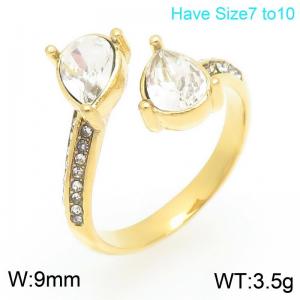 Stainless Steel Stone&Crystal Ring - KR114100-GC