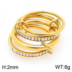 Stainless Steel Stone&Crystal Ring - KR114186-Z