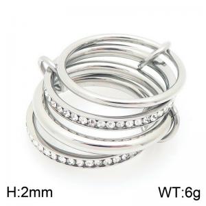 Stainless Steel Stone&Crystal Ring - KR114187-Z
