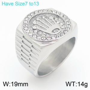 Stainless Steel Stone&Crystal Ring - KR114485-MZOZ