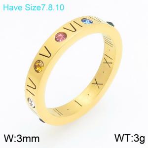 Stainless Steel Stone&Crystal Ring - KR114548-GC