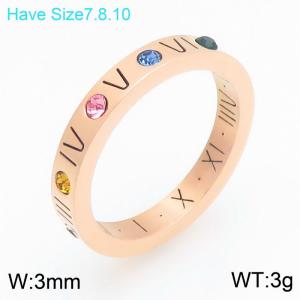 Stainless Steel Stone&Crystal Ring - KR114549-GC