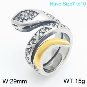 Stainless Steel Stone&Crystal Ring - KR114558-GC