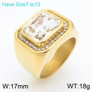 Stainless Steel Stone&Crystal Ring - KR114563-MZOZ
