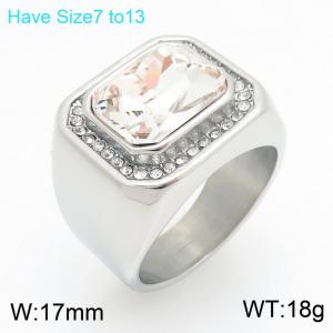 Stainless Steel Stone&Crystal Ring - KR114564-MZOZ