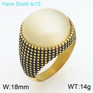 Stainless Steel Stone&Crystal Ring - KR114734-GC