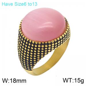 Stainless Steel Stone&Crystal Ring - KR114736-GC