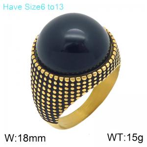 Stainless Steel Stone&Crystal Ring - KR114738-GC