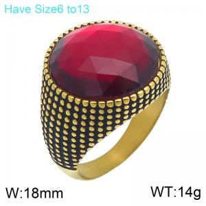 Stainless Steel Stone&Crystal Ring - KR114747-GC