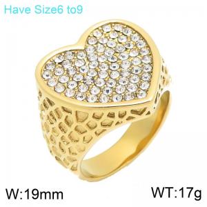Stainless Steel Stone&Crystal Ring - KR114749-GC