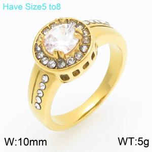 Stainless Steel Stone&Crystal Ring - KR114750-GC