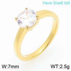 Stainless Steel Stone&Crystal Ring - KR114753-GC