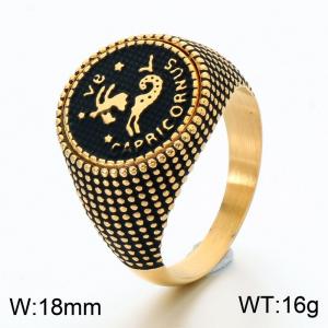 Stainless Steel Cast Ring with Twelve Zodiac Elements Jewelry Electroplated in Gold Yellow - KR115542-GC