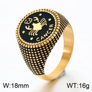 Stainless Steel Cast Ring with Twelve Zodiac Elements Jewelry Electroplated in Gold Yellow - KR115545-GC
