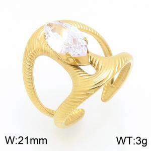 Stainless Steel Stone&Crystal Ring - KR115950-SP